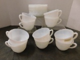 (18) SAUCERS (10) CUPS AMERICAN SWEETHEART MONAX - MILK GLASS