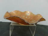 IRIDECENT CARNIVAL GLASS  MARIGOLD RUFFLED BOWL