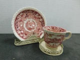 MASONS IRONSTONE CHINA CUP & SAUCER ON STAND