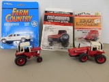 ERTL 1/64 SCALE INTERNATIONAL TRACTORS ,  ROUND BALER & GMC EXTENDED CAB PICKUP