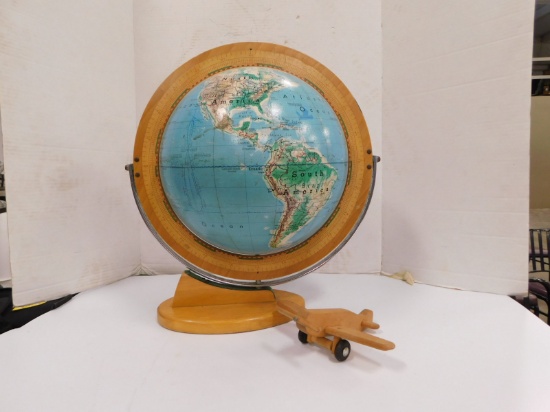 12" CARTOCRAFT VISUAL RELIEF GLOBE ON STAND