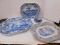 VINTAGE MISC. BLUE AND WHITE PLATTERS; OREINTAL CUP SAUCER