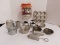 VINTAGE LOT OF ALUMINUM BAKE WARE AND PLASTIC COOKIE CUTTERS
