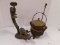 VINTAGE CHERRY PITTER AND CAST IRON POT W/ PESTEL