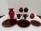 VINTAGE LOT OF 9 CRANBERRY GLASSWARE