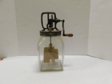 VINTAGE 4 QT GLASS BUTTER CHURN