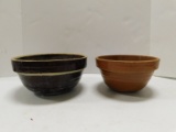 2 VINTAGE UNMARKED STONE WARE BOWLS