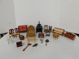 VINTAGE AND NEW MISC DOLL HOUSE MINIATURES AND FURNITURE