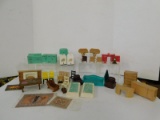 VINTAGE AND NEW MISC DOLL HOUSE MINIATURES AND FURNITURE