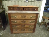 VINTAGE 4 DOOR DRESSER W/ MARBLE TOP AND WOOD MANTEL