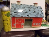 VINTAGE OHIO ARTS TIN ROLLING ACRES BARN W/ SILO AND ACCESSORIES
