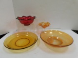VINTAGE MARIGOLD AND RED CARNIVAL GLASS LOT