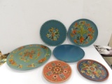 VINTAGE FOLK ART PLATTERS AND PLATES