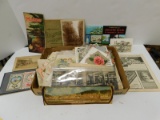 MISC LOT OF VINTAGE POSTCARDS, PICTURES AND ADVERTISEMENTS