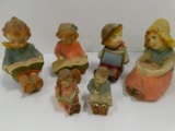 6 VINTAGE CAULK WARE FIGURINES