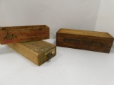 3 VINTAGE WOODEN CHEESE BOXES