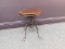ANTIQUE VICTORIAN OAK TWISTED WROUGHT IRON PIANO STOOL