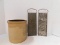 VINTAGE GALLON STONE WARE CROCK AND TWO FOOD GRATERS