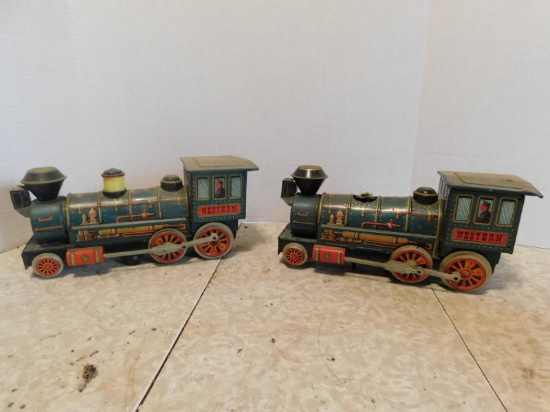PAIR OF MODERN TOYS TIN BATTERY OPERATED TOY TRAINS