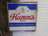 OUTSIDE HANGING DOUBLE SIDED HAMMS BEER PLASTIC LIGHTED SIGN