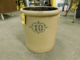 UNMARKED STONEWARE CROCK NO. 10 GALLON