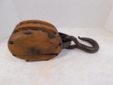 WOODEN BARN PULLEY