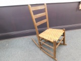 ANTIQUE CANE SEAT SEWING ROCKING CHAIR