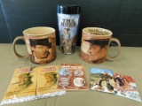 VINTAGE JOHN WAYNE 2 CUPS; MUG; MAGNET AND COLLECTOR CARDS