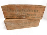 2 VINTAGE WOODEN CLOVERBLOOM CHEESE BOX