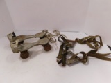 VINTAGE LOT OF METAL ROLLER SKATES AND ICE SHOES