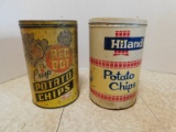 VINTAGE RED DOT ONE POUND  & HIGHLAND 14 OZ POTATO CHIP TINS