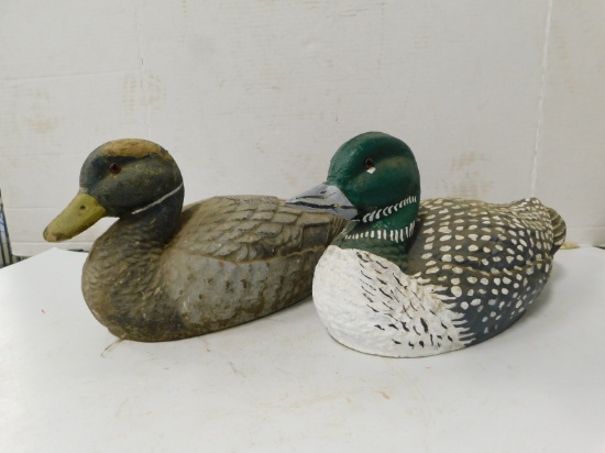 (2) 15" PAPER MACHE DUCK DECOYS