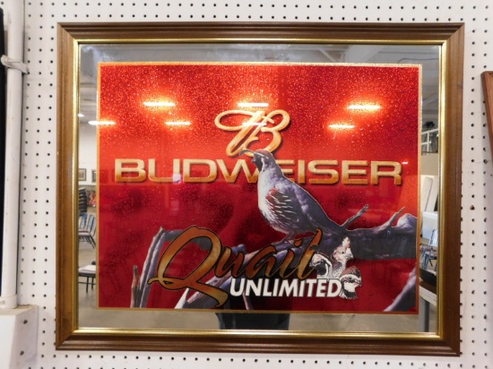 BUDWEISER QUAIL UNLIMITED FRAMED MIRROR