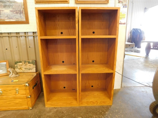 (2) OAK 3 SHLEF BOOK SHELVES