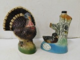 CERAMIC WILD TURKEY AND DUCKS UNLIMITED LIQUOR BOTTLES