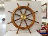 WOODEN HAND CRAFTED SHIPS STEERING WHEEL