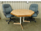 KITCHEN TABLE WITH (2) WHEELED OFFICE CHAIRS