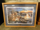 FRAMED AND MATTED CABIN RIVER SCENE