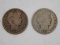 (2) 1902 BARBER / LIBERTYHEAD HALF DOLLAR