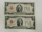 (2) 1928G $2 RED SEAL BILLS