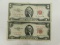 (2) 1953 RED SEAL $2 BILLS