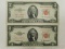 (2) 1953A RED SEAL $2 BILLS