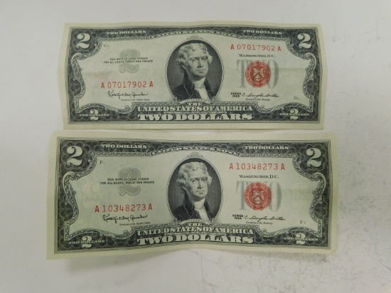 (2) 1963 RED SEAL $2 BILLS