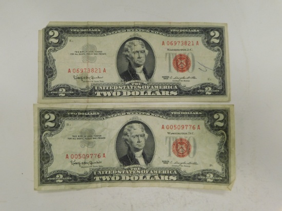 (2) 1963 RED SEAL $2 BILLS