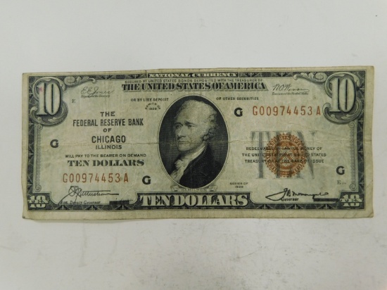1929 CHICAGO $10 NATIONAL NOTE