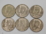 (6) 1968 KENNEDY HALF DOLLARS