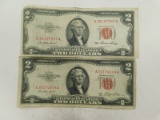 (2) 1953 RED SEAL $2 BILLS