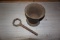 ANTIQUE TRACTOR WRENCH & CAT IRON MORTER