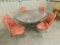 VINTAGE TABLE W/ (4) CHAIRS - METAL WROUGHT IRON BASE