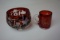 1904 WORLDS FAIR CUP & RUBY RED ETCHED DISH